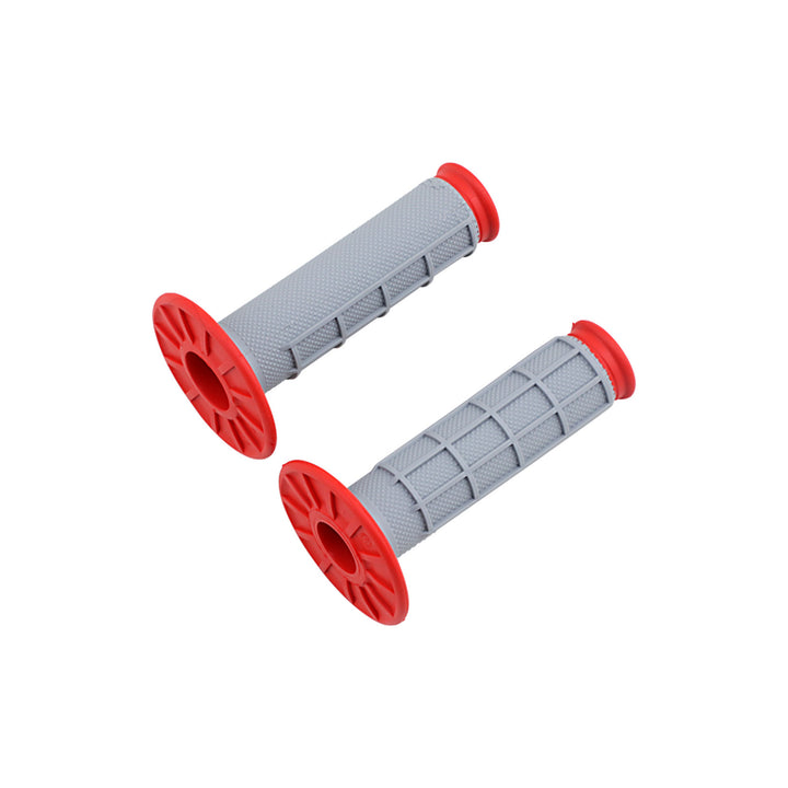 Renthal Dual-Compound Grips - Half-Waffle Red - Full View of Pair