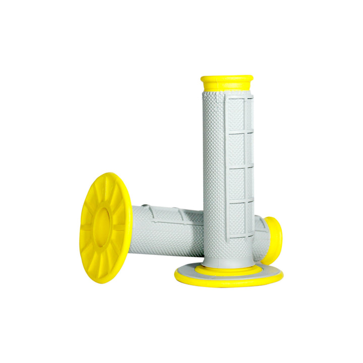 Renthal Dual-Compound Grips - Half-Waffle Yellow - Full View of Pair