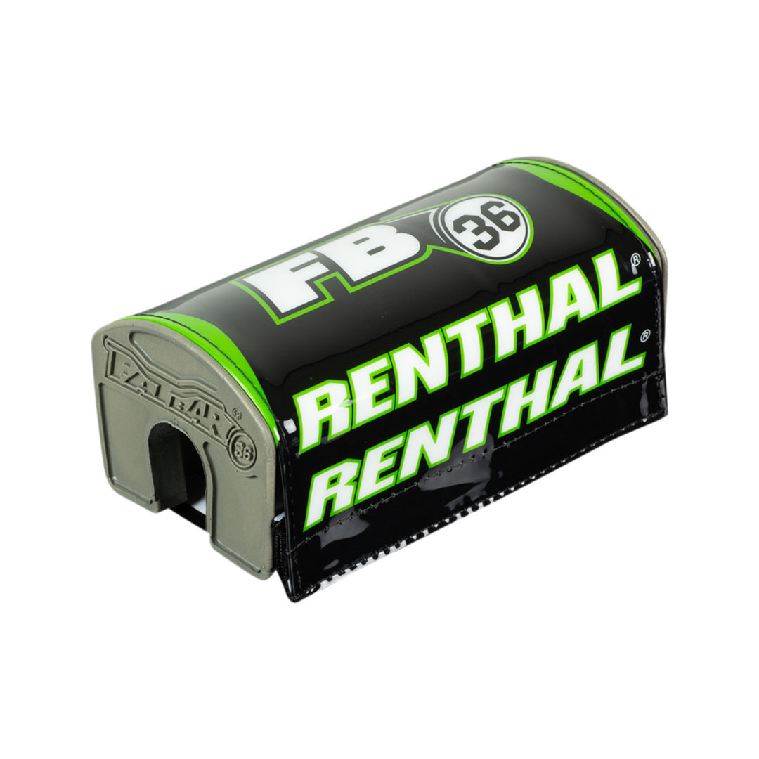 Renthal Fatbar36 Pads Black/Green/White - Angled Front View
