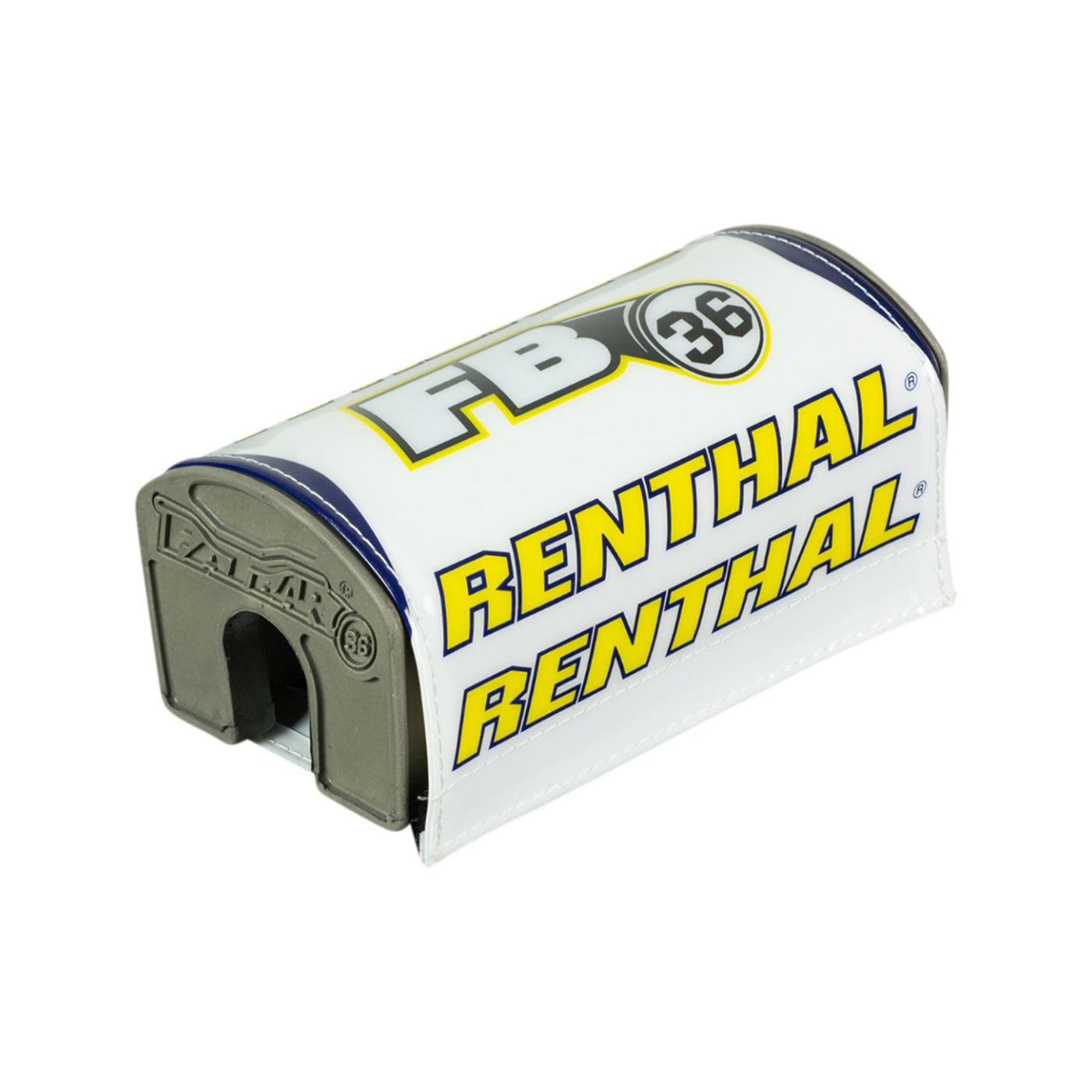 Renthal Fatbar36 Pads White/Blue/Yellow - Angled Front View