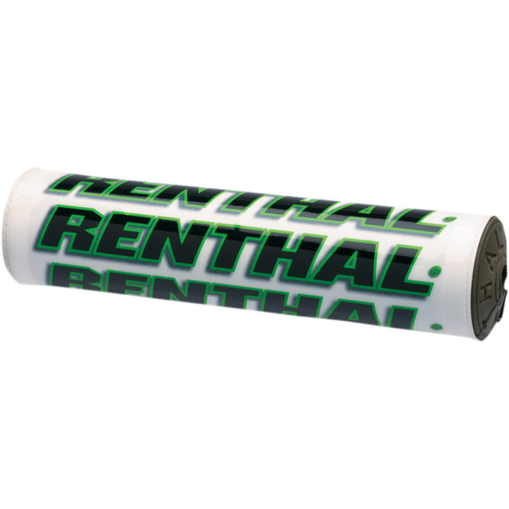 Renthal SX Crossbar Pad - 9 1/2" White/Green - Angled Front View