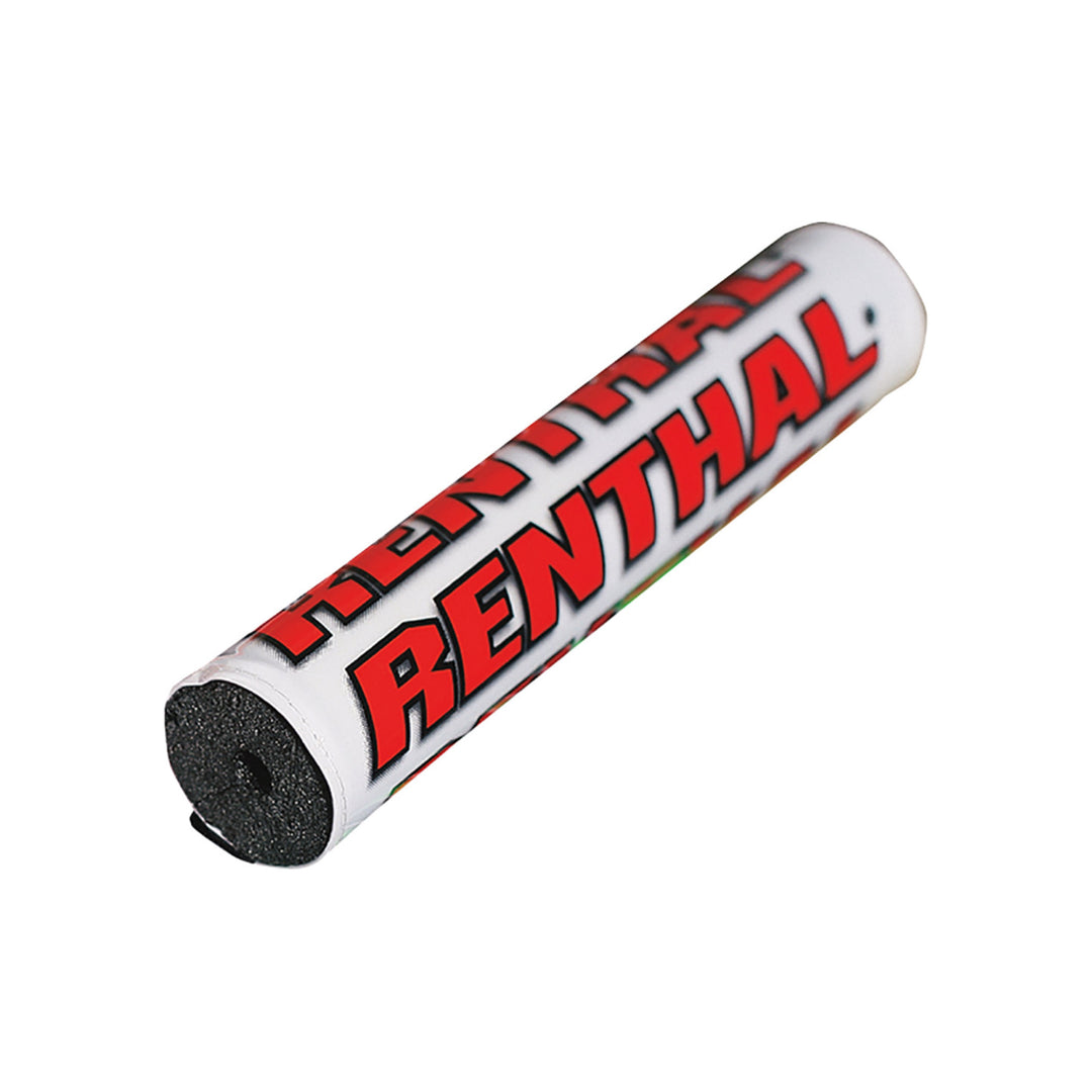 Renthal SX Crossbar Pad - 9 1/2" White/Red - Angled Front View