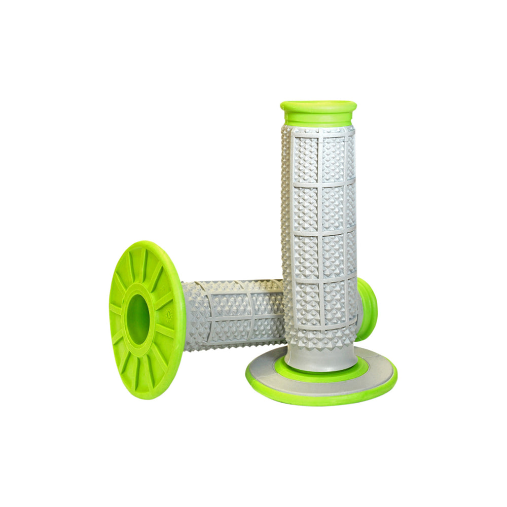 Renthal Tapered Dual-Compound Grips Green - Full View of Pair