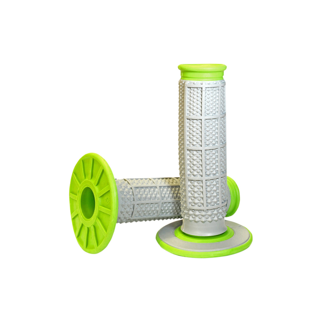 Renthal Tapered Dual-Compound Grips Green - Full View of Pair