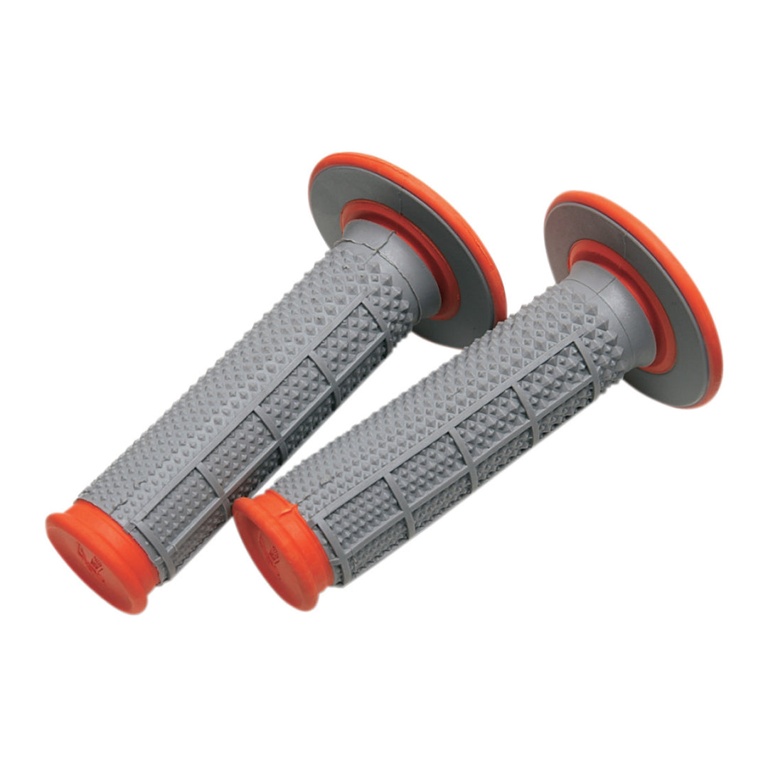 Renthal Tapered Dual-Compound Grips Orange - Full View of Pair