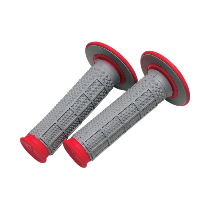 Renthal Tapered Dual-Compound Grips Red - Full View of Pair