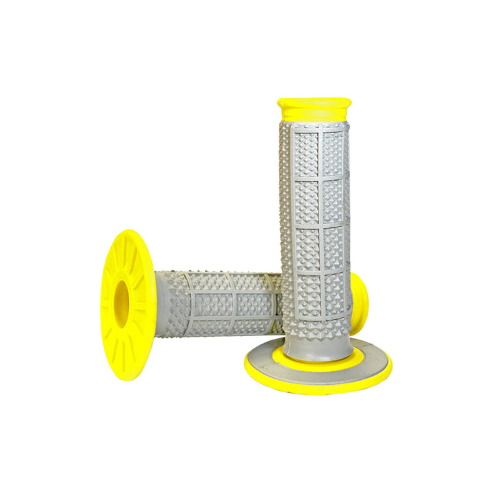 Renthal Tapered Dual-Compound Grips Yellow - Full View of Pair