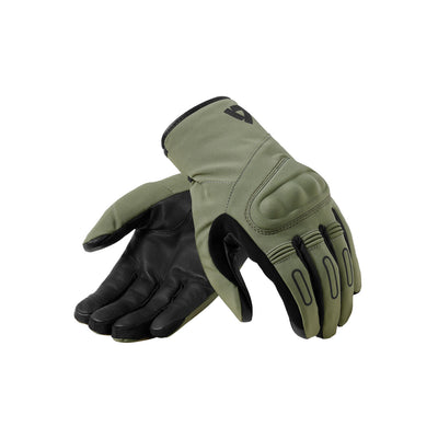 REV'IT! Cassini H2O Gloves Green - Back of Hand and Palm Views of Pair