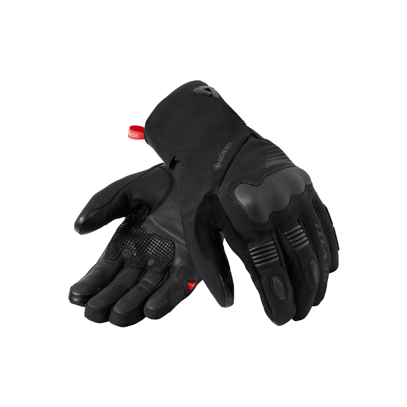 REV'IT! Kryptonite 3 GTX Gloves Black - Back of Hand and Palm Views of Pair