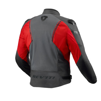 REV'IT! Control Air H2O Jacket Grey-Red - Rear View