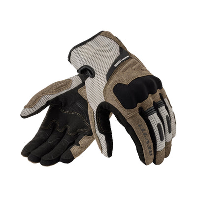 REV'IT! Cavern Gloves Sand-Black - Back of Hand and Palm Views of Pair