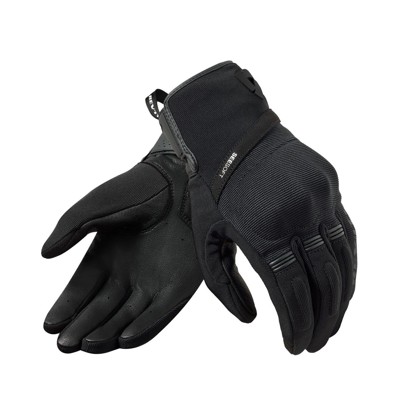 REV'IT! Mosca 2 Gloves Black - Back of Hand and Palm Views of Pair