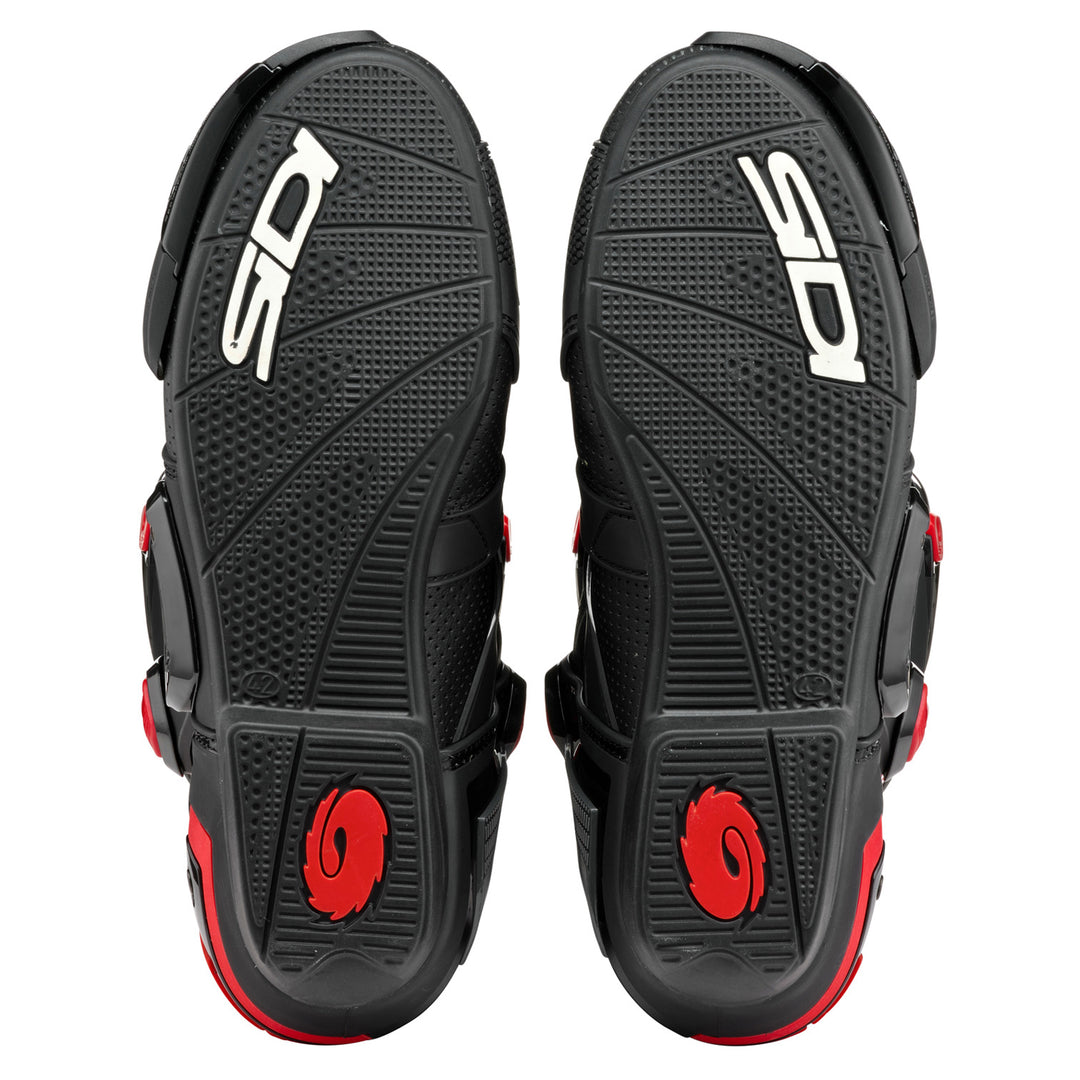 Sidi Rex Air Boots Black/Red - Sole View of Pair