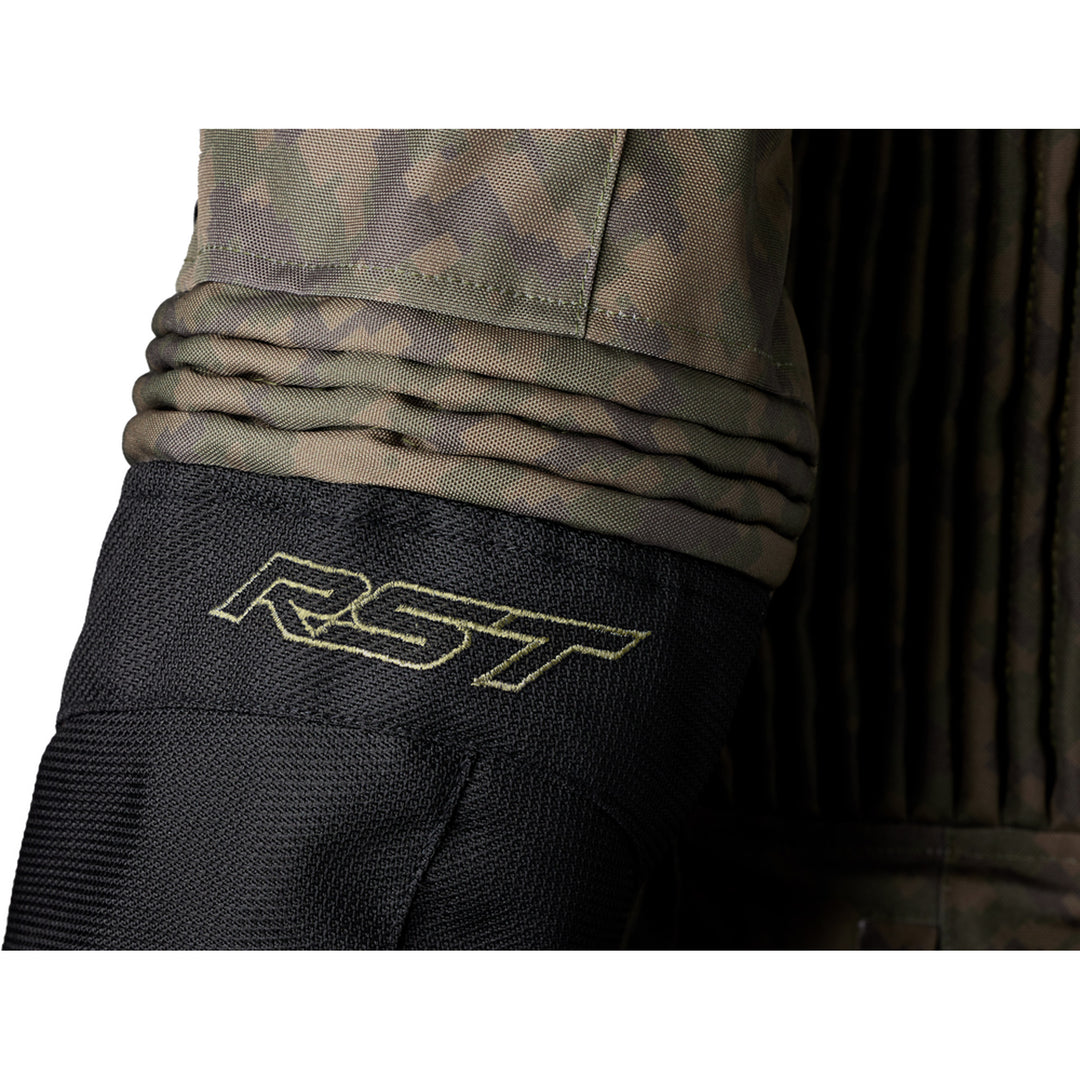 RST Pro Series Ranger CE Jacket Digi Green - Close-up of Stitched Logo on Elbow