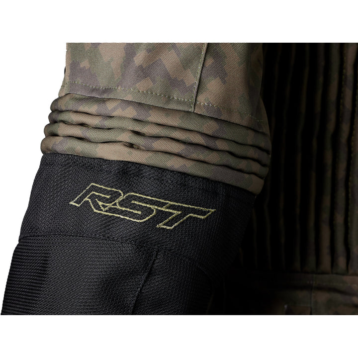RST Pro Series Ranger CE Jacket Digi Green - Close-up of Stitched Logo on Elbow