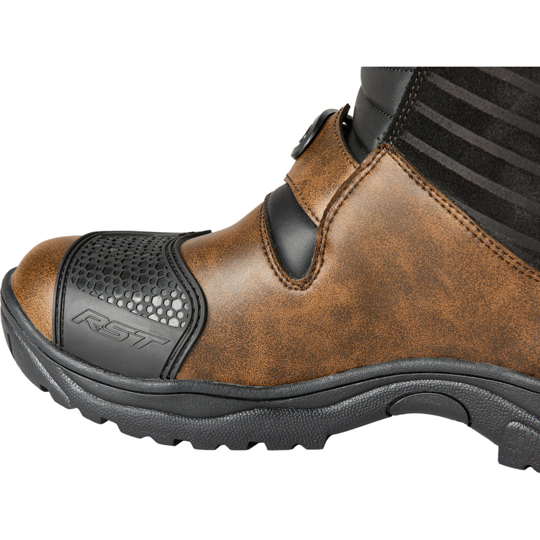 RST Pro Series Ambush CE Waterproof Boots Brown - Close-Up of Inner Side Toe