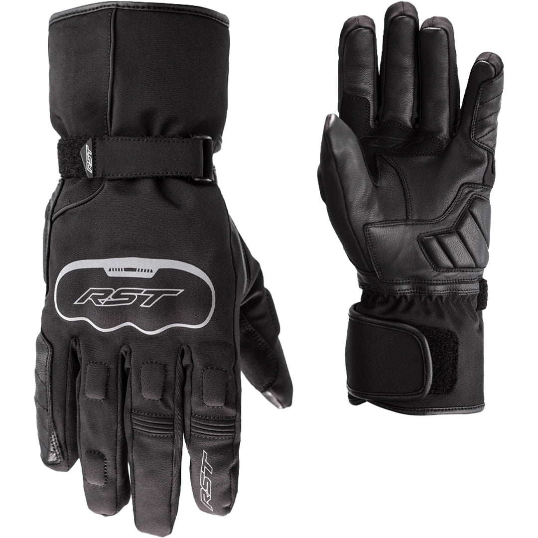 RST Axiom CE Waterproof Gloves Black - Back of Hand and Palm Views of Pair, Side-by-Side