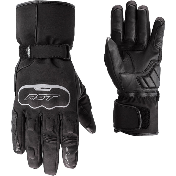 RST Axiom CE Waterproof Gloves Black - Back of Hand and Palm Views of Pair, Side-by-Side
