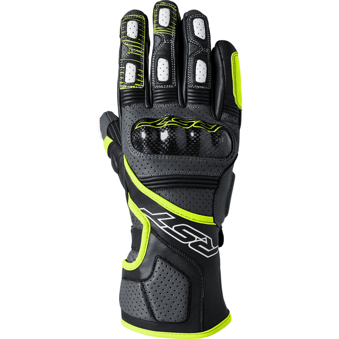 RST Fulcrum CE Gloves Grey/Flo Yellow/Black - Back of Hand View