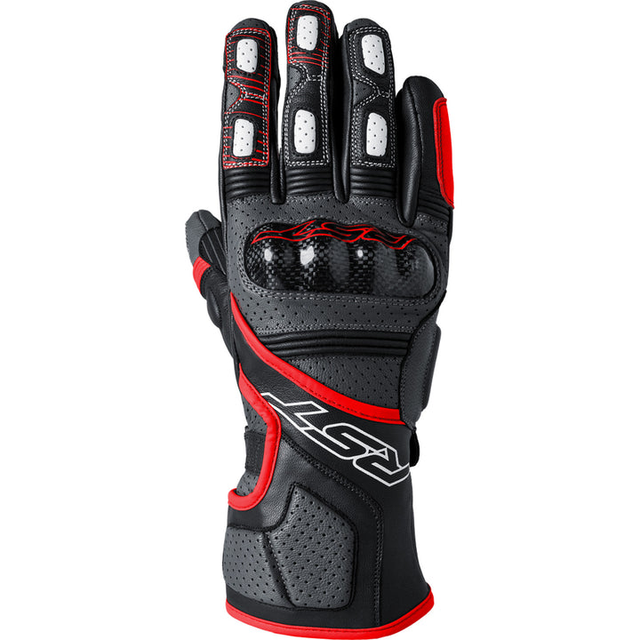 RST Fulcrum CE Gloves Grey/Red/Black - Back of Hand View