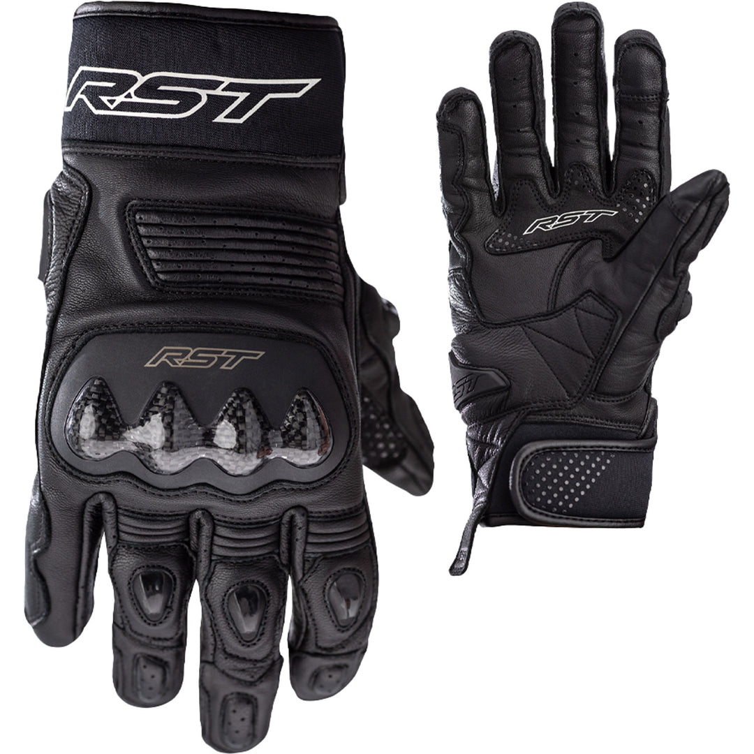 RST Freestyle 2 CE Gloves Black/Black/Black - Back of Hand and Palm Views of Pair, Side-by-Side