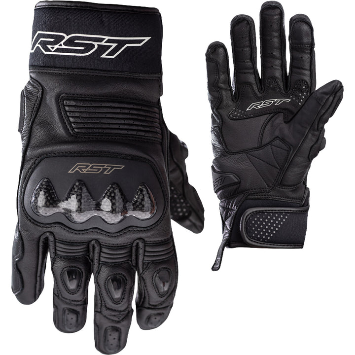 RST Freestyle 2 CE Gloves Black/Black/Black - Back of Hand and Palm Views of Pair, Side-by-Side