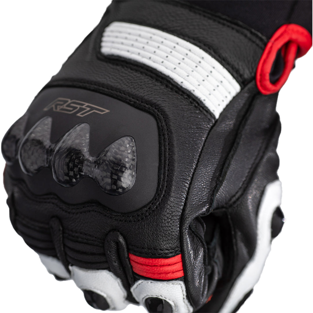 RST Freestyle 2 CE Gloves Black/Red/White - Close-Up of Carbon/TPU Knuckle Protector