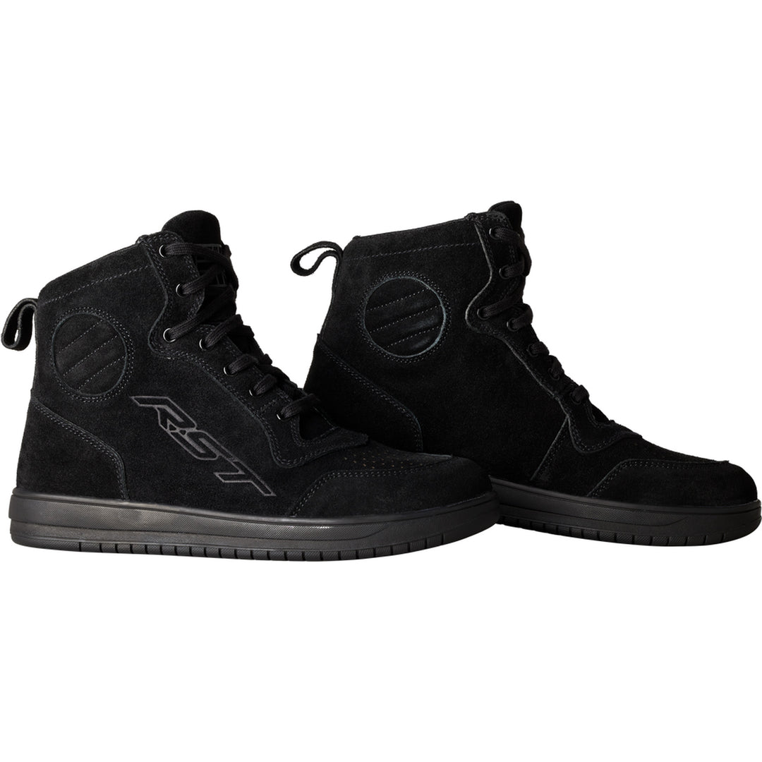 RST Hi-Top Moto CE Sneaker Black Suede - Side View of Pair