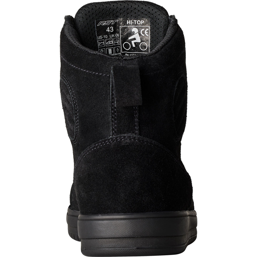 RST Hi-Top Moto CE Sneaker Black Suede - Rear View