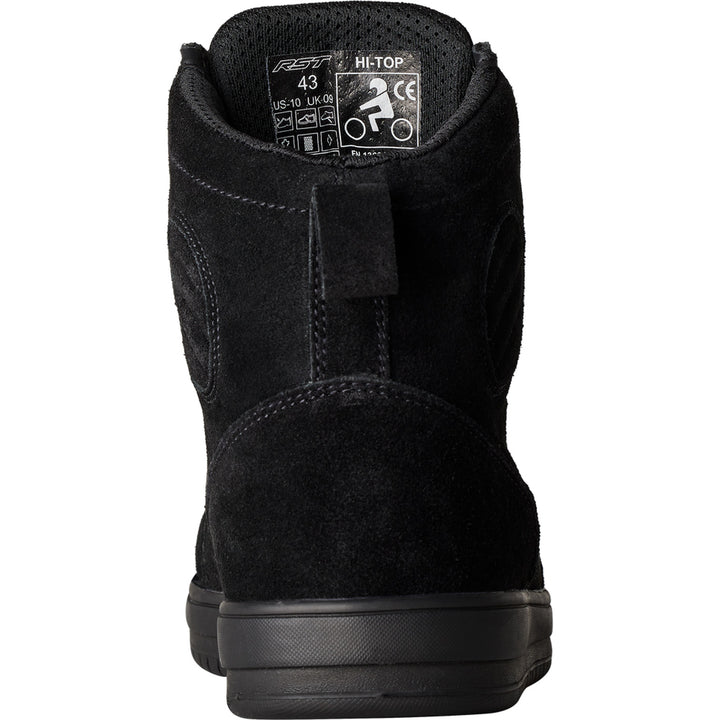 RST Hi-Top Moto CE Sneaker Black Suede - Rear View