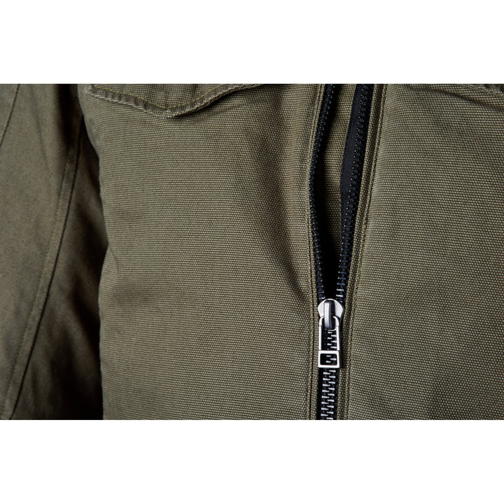 RST Isle of Man TT Crosby 2 CE Jacket Olive - Close-Up of Front Zipper
