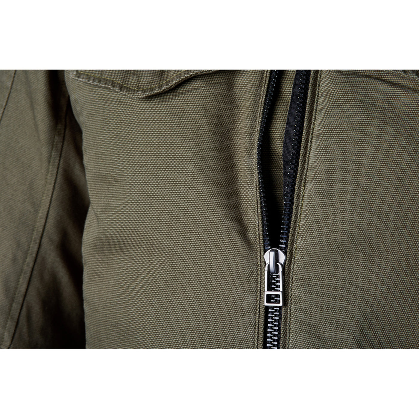 RST Isle of Man TT Crosby 2 CE Jacket Olive - Close-Up of Front Zipper