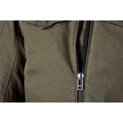 RST Isle of Man TT Crosby 2 CE Jacket Olive - Close-Up of Front Zipper