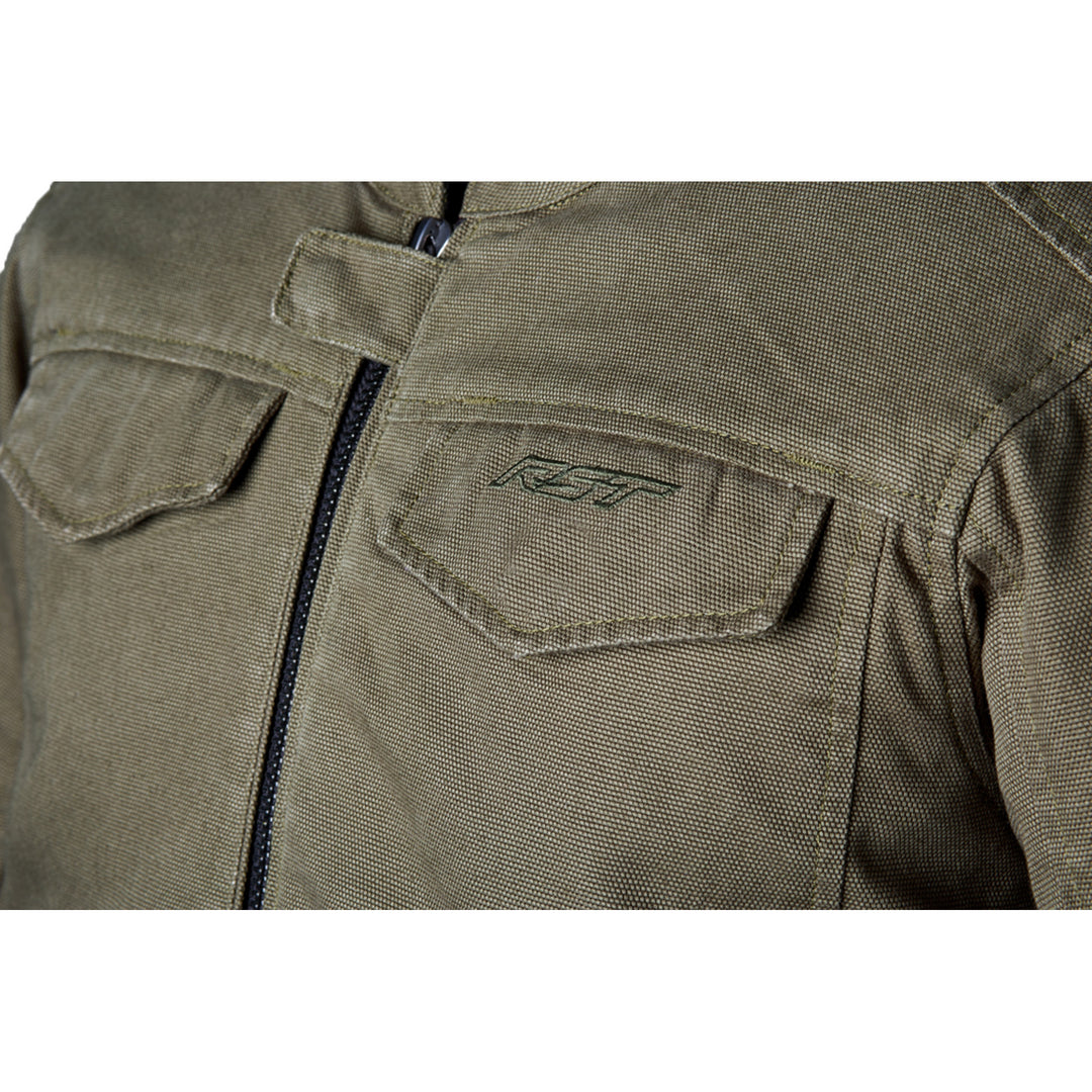 RST Isle of Man TT Crosby 2 CE Jacket Olive - Close-Up of Chest Pockets