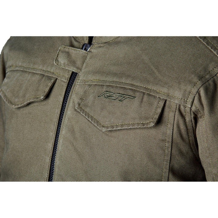 RST Isle of Man TT Crosby 2 CE Jacket Olive - Close-Up of Chest Pockets