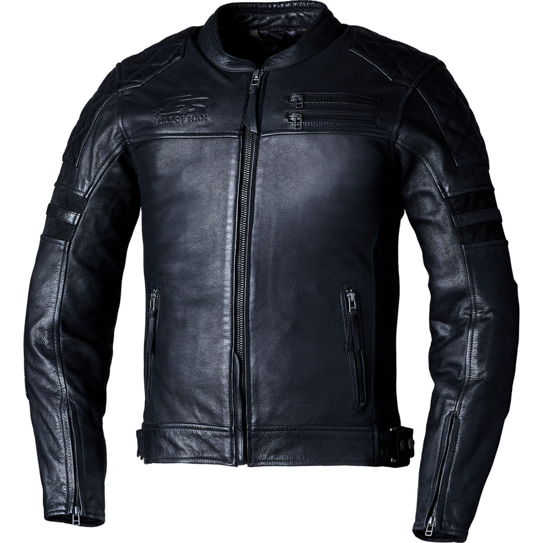 RST Isle of Man TT Hillberry 2 CE Leather Jacket Black - Front View
