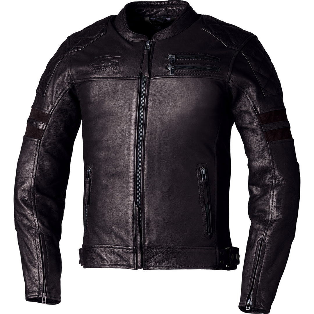 RST Isle of Man TT Hillberry 2 CE Leather Jacket Brown - Front View