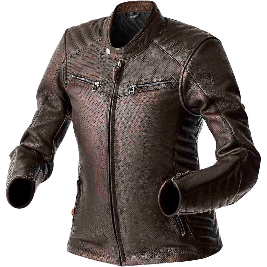 RST Ladies' Roadster Air D3O Leather Jacket Brown - Front View