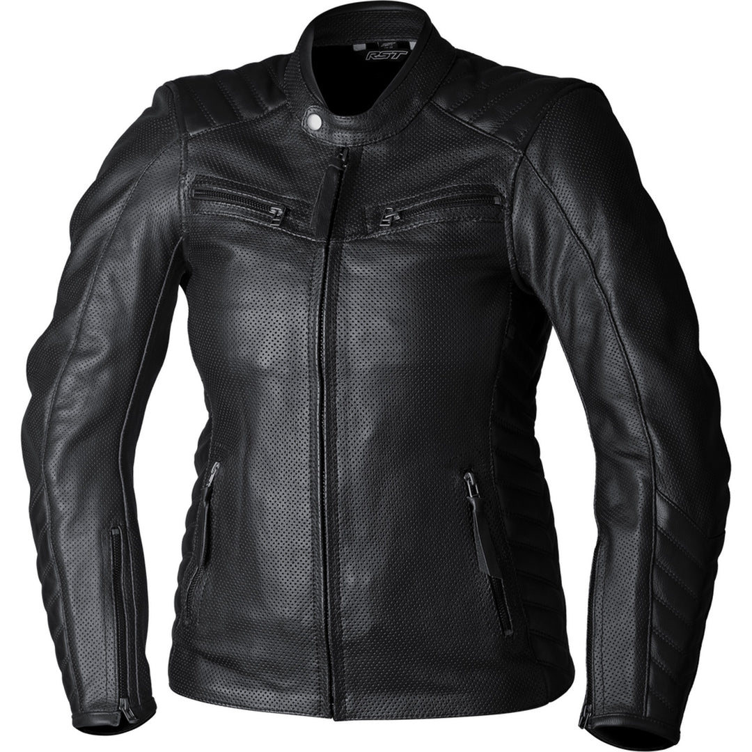 RST Ladies Roadster Air CE Leather Jacket Black - Front View