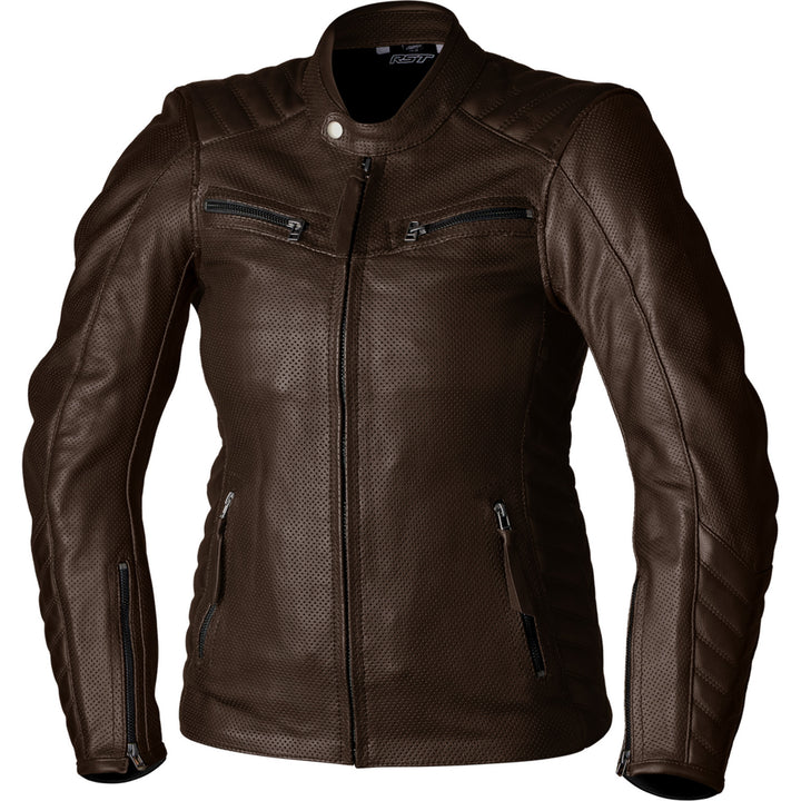 RST Ladies Roadster Air CE Leather Jacket Brown - Front View