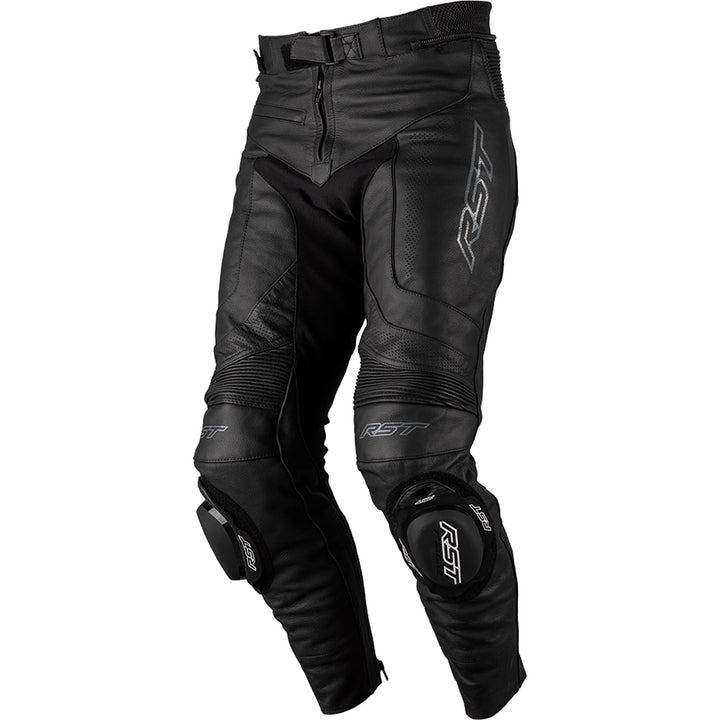 RST Ladies S1 CE Leather Pants Black/Black - Front View