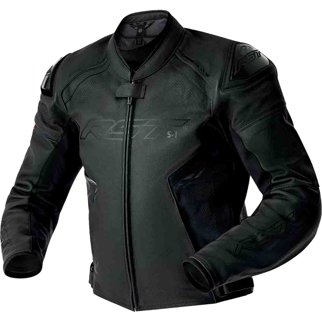 RST Ladies' S1 D3O Leather Jacket Black/White - Front View