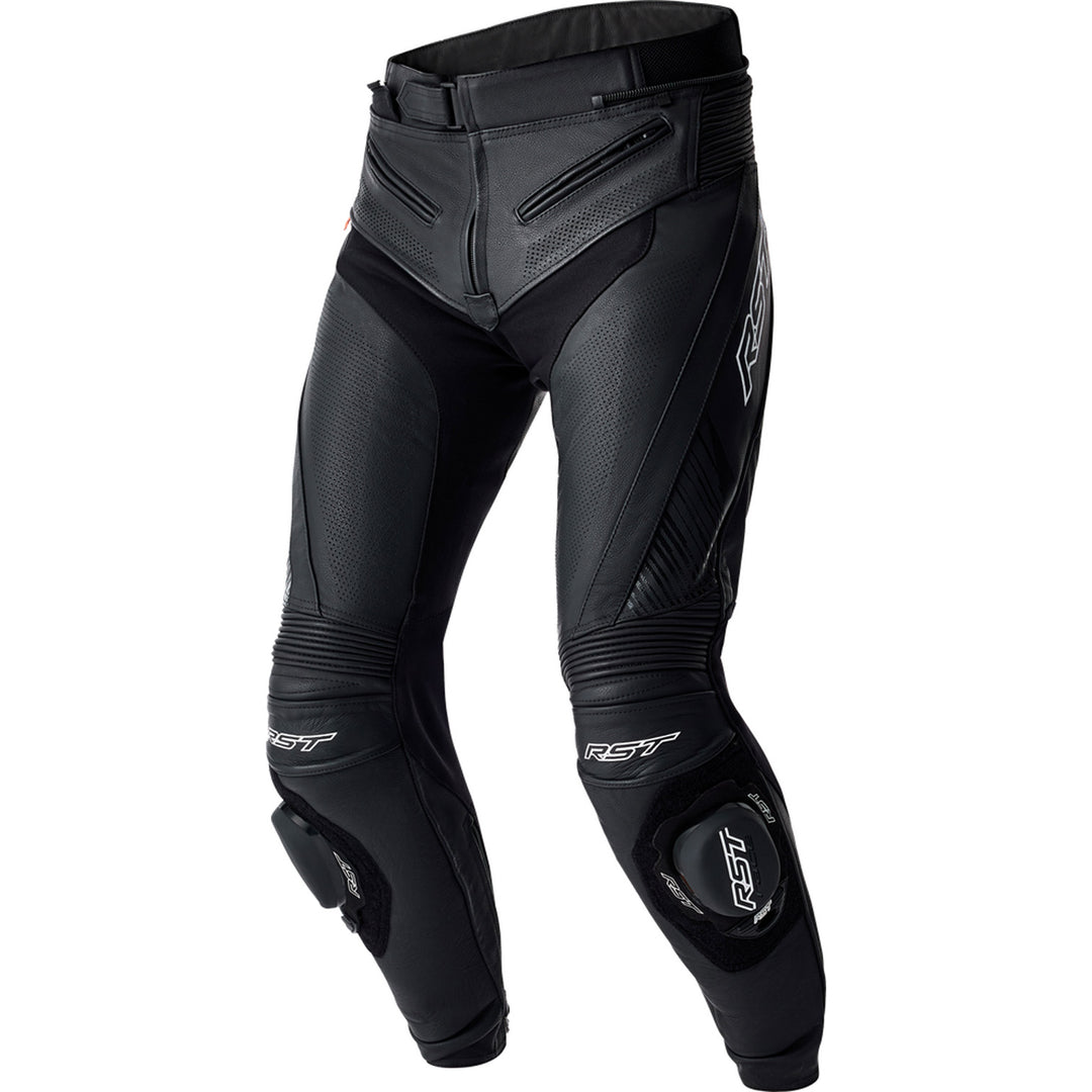 RST Ladies' S1 D3O Leather Pants Black/White - Front View