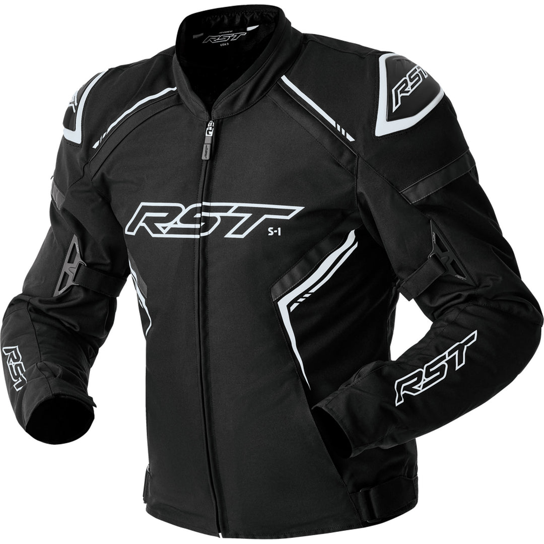 RST Ladies' S1 D3O Textile Jacket Black/White - Front View