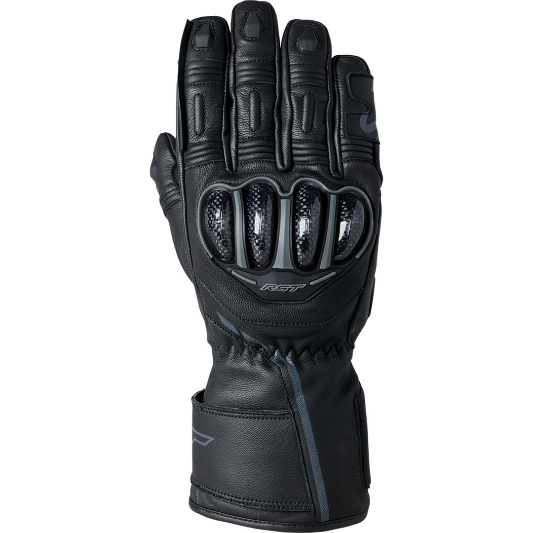 RST Ladies S1 CE Waterproof Gloves Black/Black - Back of Hand View