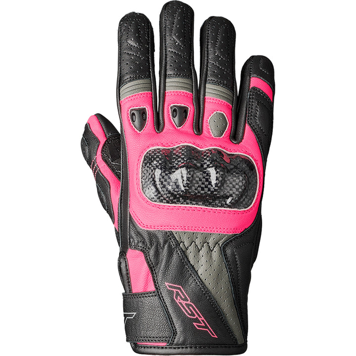 RST Ladies' Stunt III CE Gloves Black/Pink/Grey - Back of Hand View