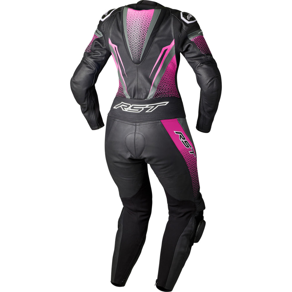 RST Ladies' TracTech Evo D3O Leather Suit Black/Pink - Rear View