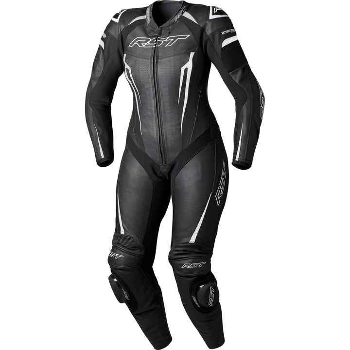 RST Ladies' TracTech Evo D3O Leather Suit Black/White - Front View