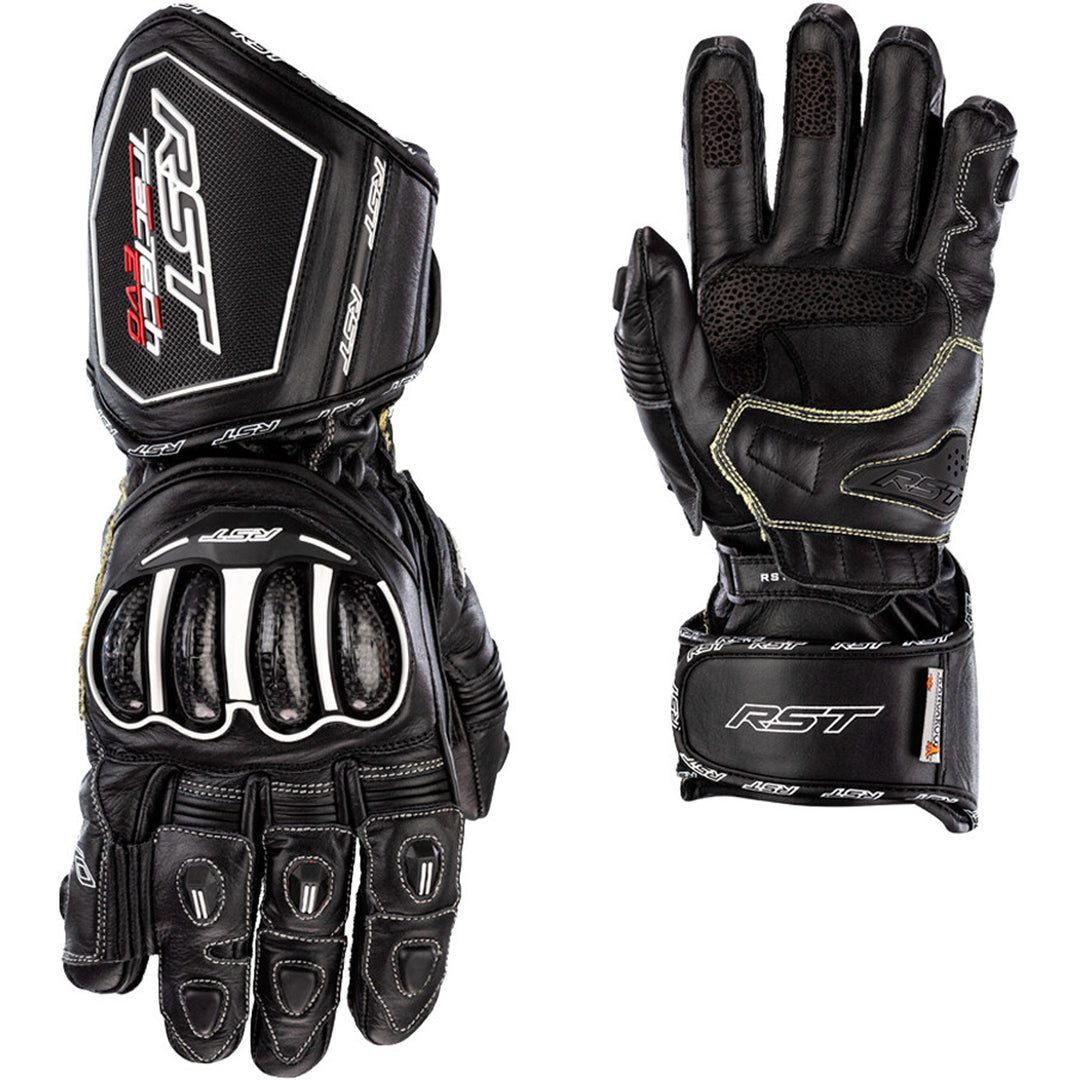 RST Ladies' TracTech Evo 4 Gloves Black - Back of Hand and Palm Views of Pair
