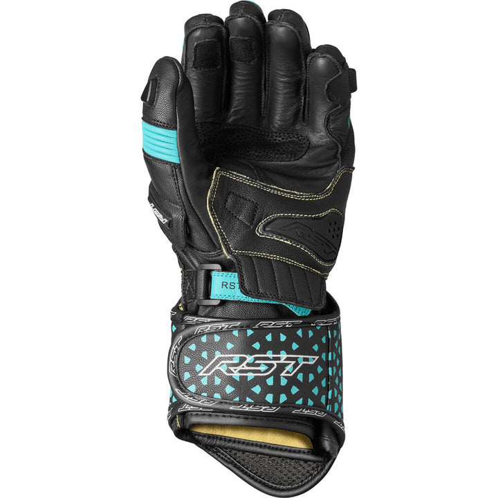 RST Ladies' TracTech Evo 4 Gloves Black/Aqua/Grey - Palm View